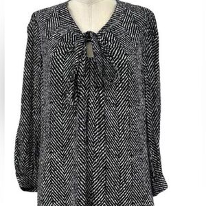 kate spade Black and White silk Blouse with tie